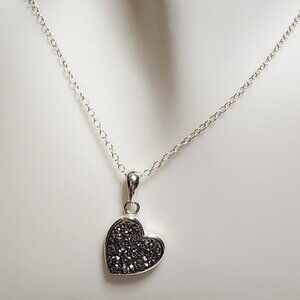 925 Druzy Quartz Heart Silver Necklace